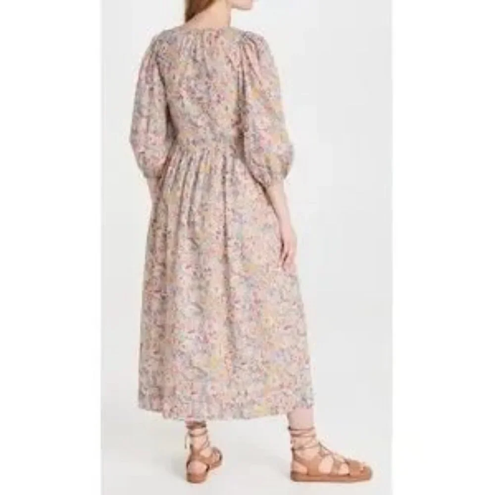 THE GREAT Floral Bonnet Midi Cotton Dress Spring Bloom Pockets Medium Like New